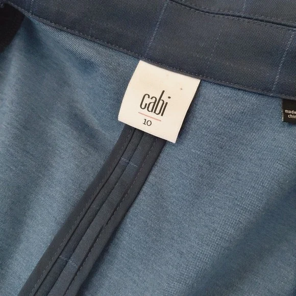Cabi Women's Checkout Blazer 10 Jacket Sunset Kiss Blue Check Kick Pleat‎ Career - Picture 7 of 13